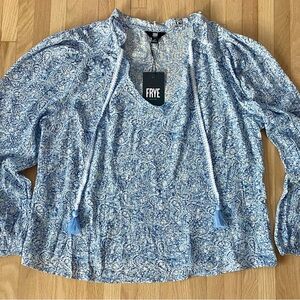Frye NWT boho hippie festival forest fairy quiet suburban mom Flowy paisley top
